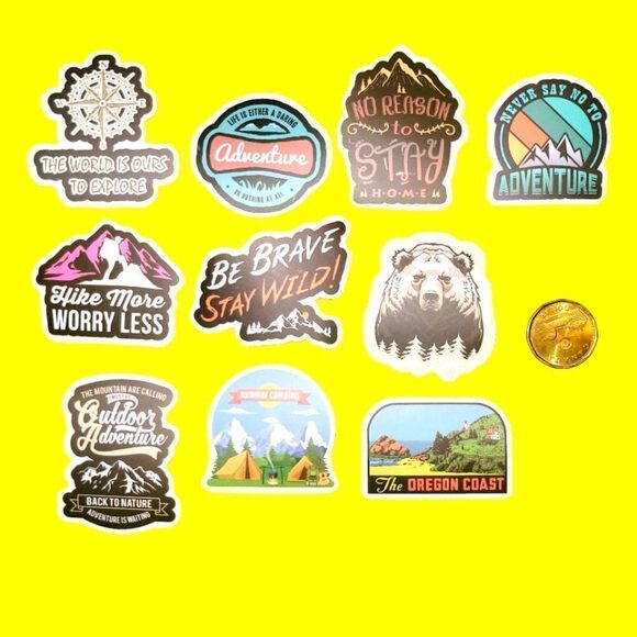 3/$20 Brand New 10x Waterproof Camping Stickers #3 - Picture 1 of 1